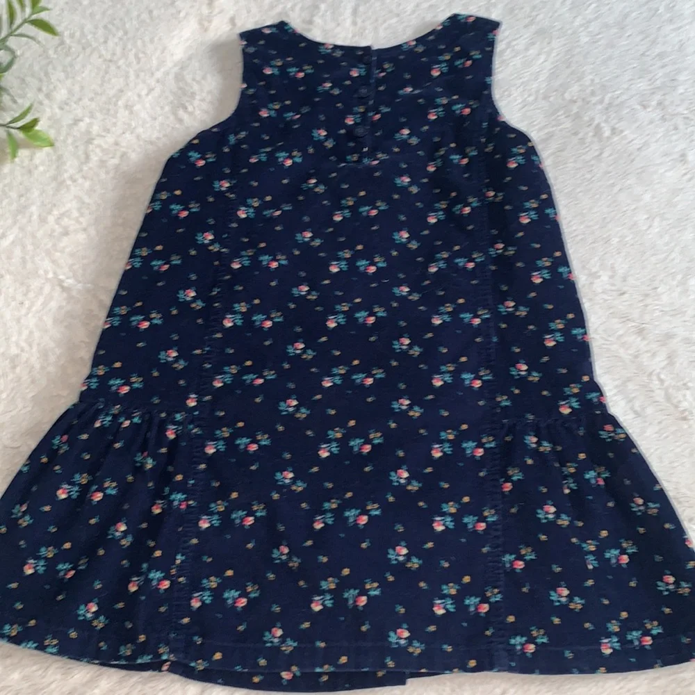 GAP Girls Navy Blue Floral Floral Jumper Dress EUC Corduroy 4